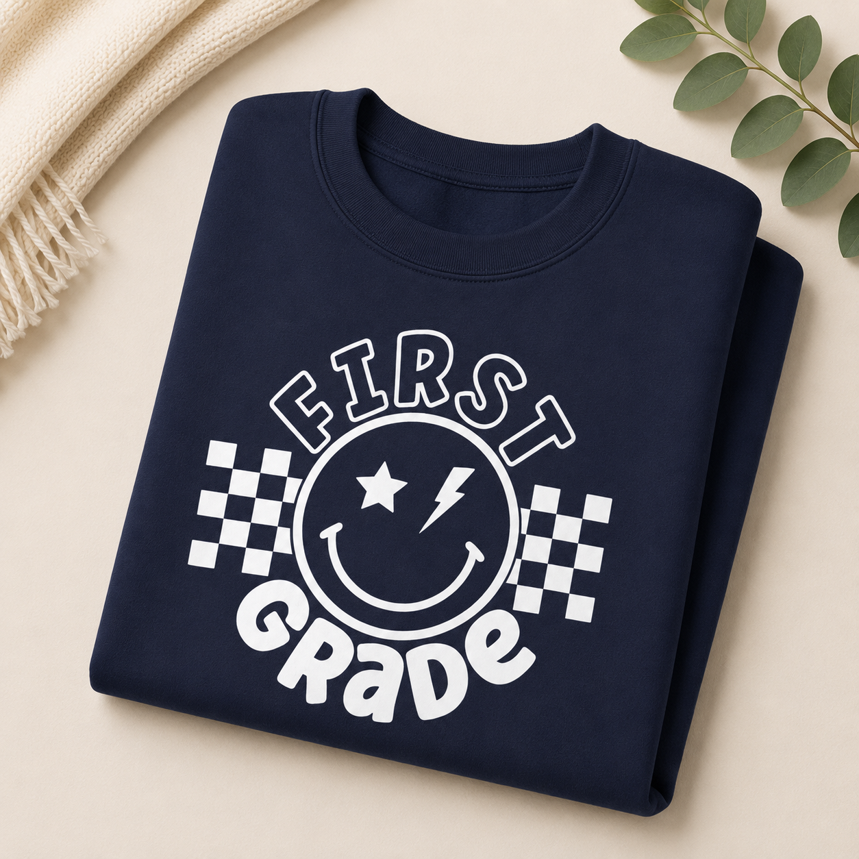 First Grade Smiley Crewneck Sweatshirt