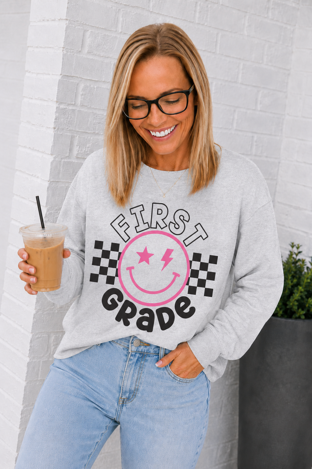 Fourth Grade Smiley Crewneck Sweatshirt