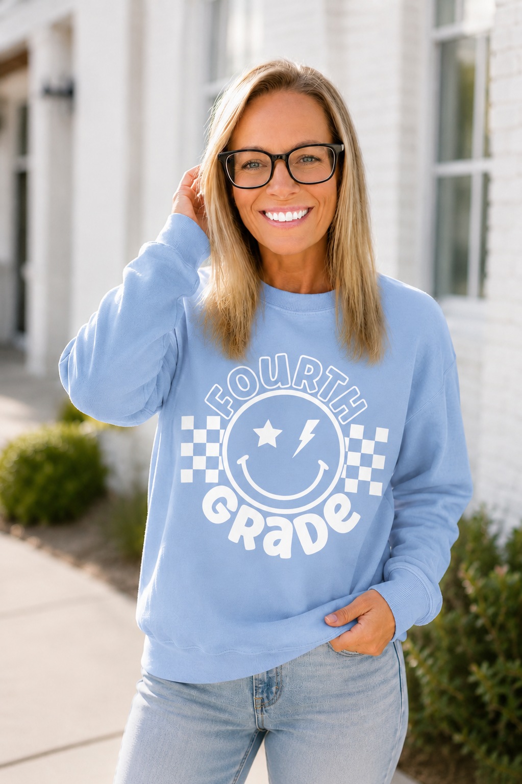 Fourth Grade Smiley Crewneck Sweatshirt