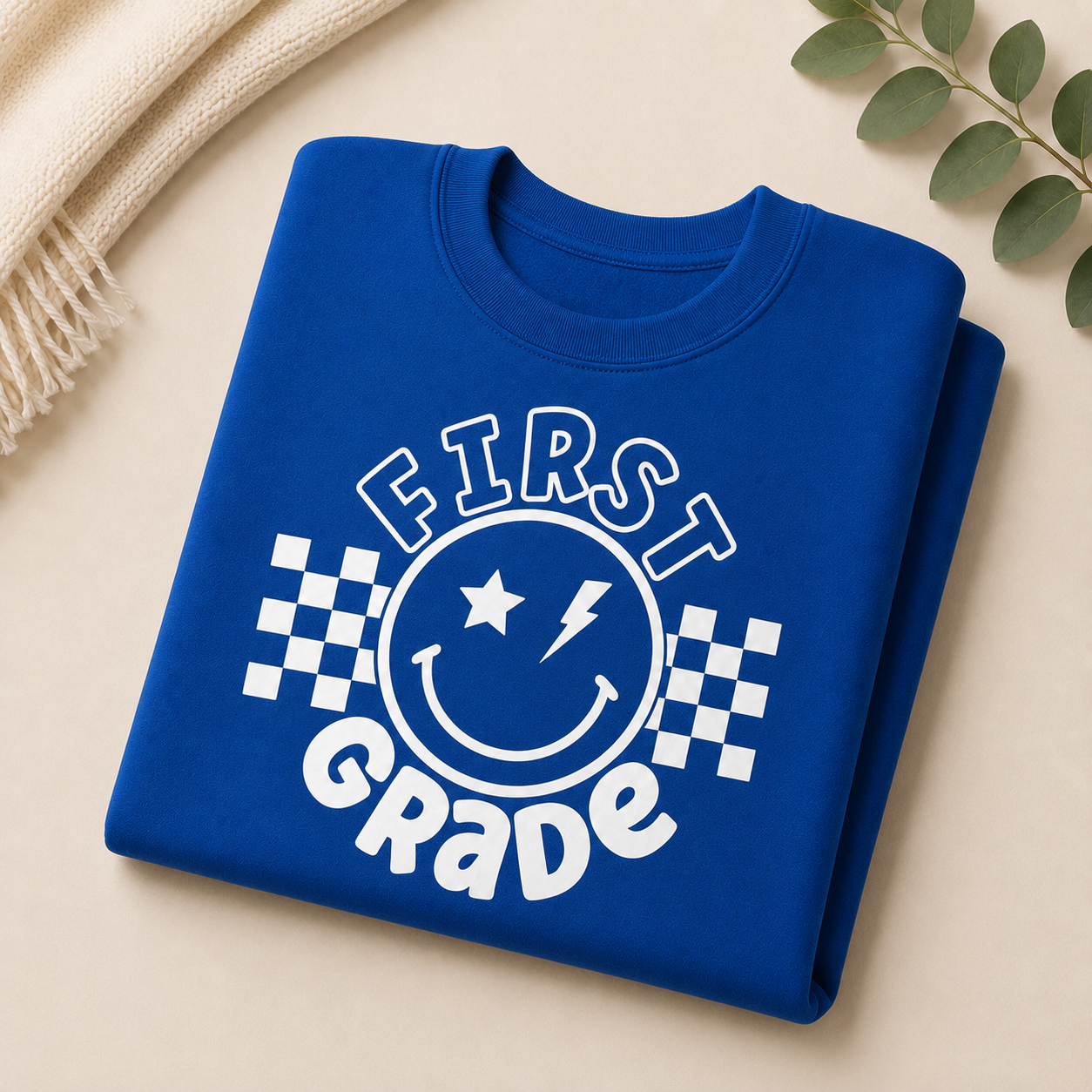 First Grade Smiley Crewneck Sweatshirt
