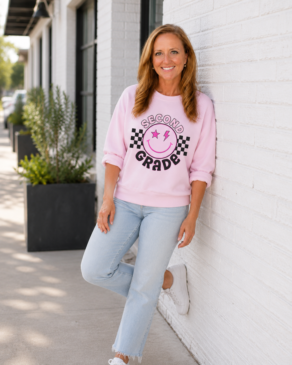 Second Grade Smiley Crewneck Sweatshirt