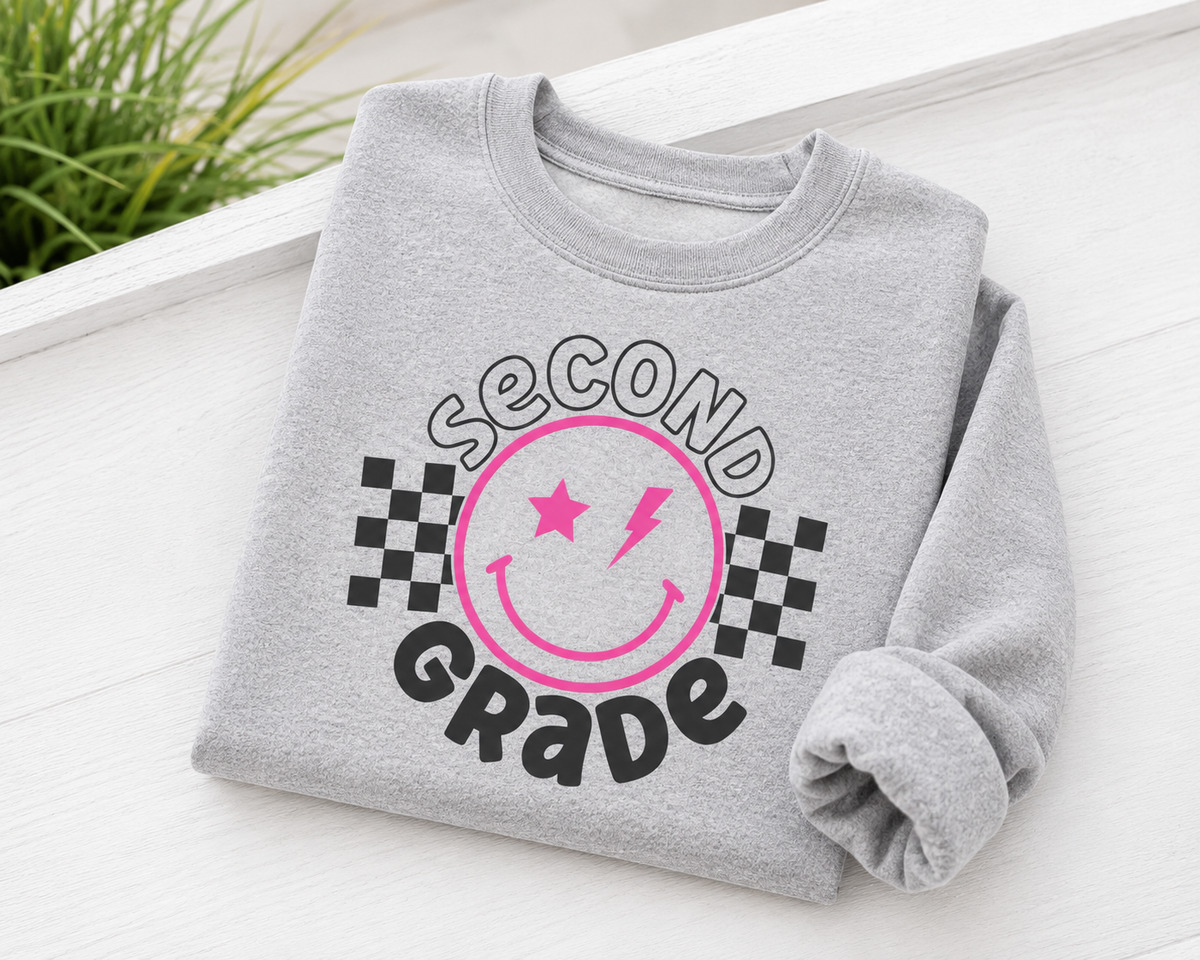 Second Grade Smiley Crewneck Sweatshirt
