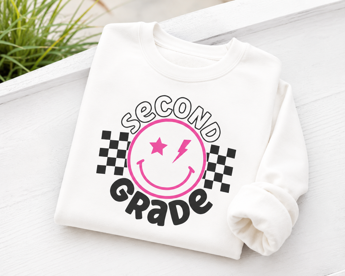 Second Grade Smiley Crewneck Sweatshirt
