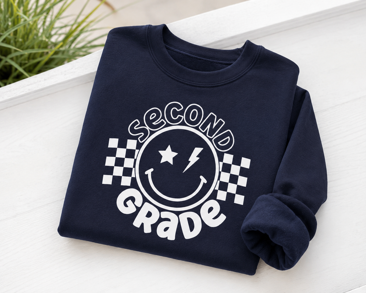 Second Grade Smiley Crewneck Sweatshirt