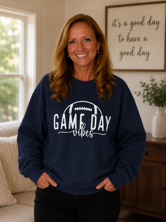 Game Day Vibes Football Crewneck Sweatshirt
