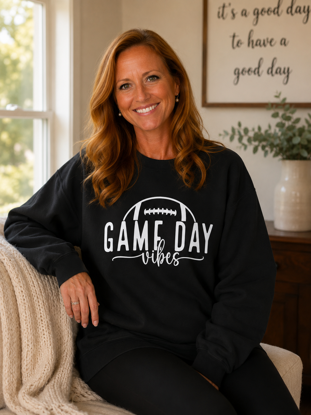 Game Day Vibes Football Crewneck Sweatshirt