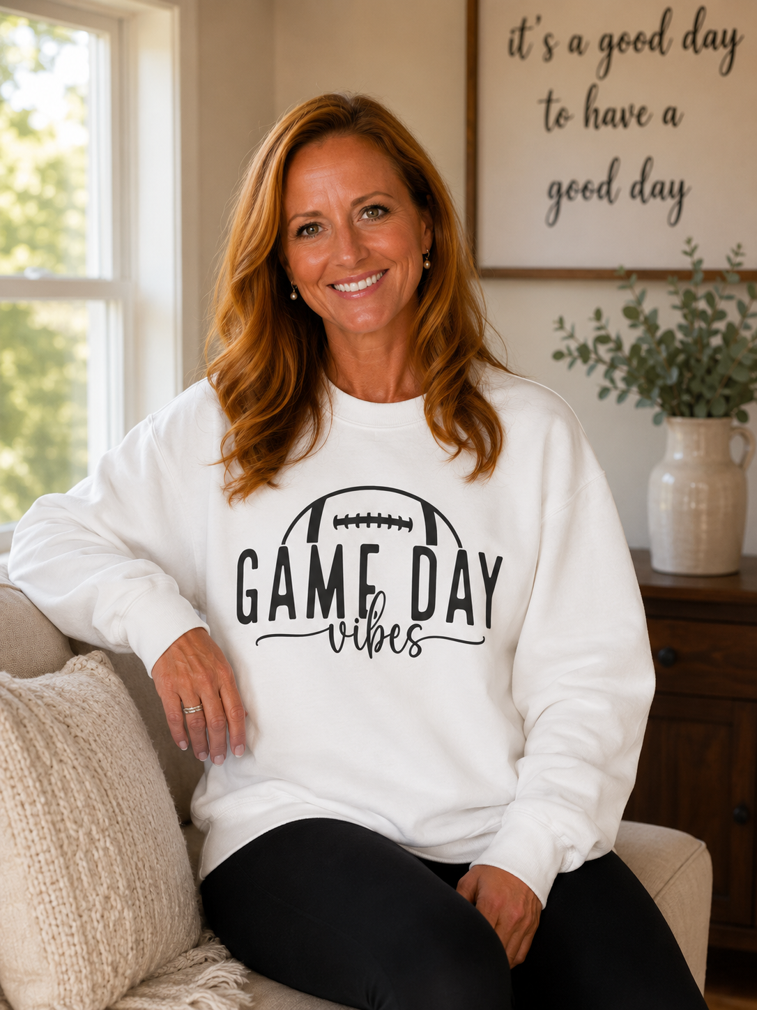 Game Day Vibes Football Crewneck Sweatshirt