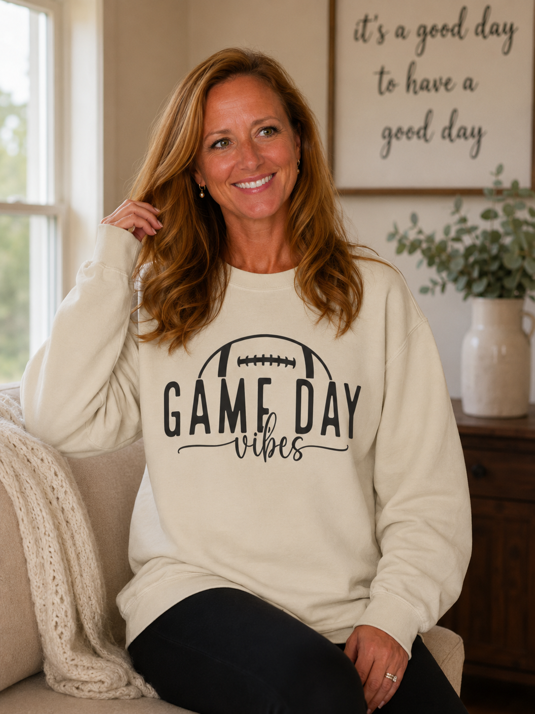 Game Day Vibes Football Crewneck Sweatshirt