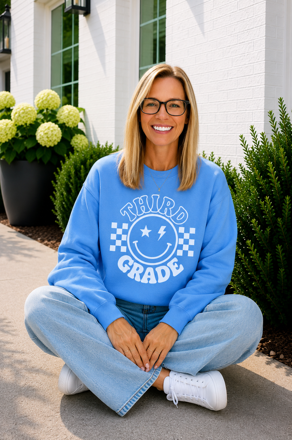 Third Grade Smiley Crewneck Sweatshirt