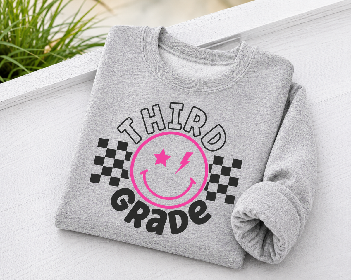 Third Grade Smiley Crewneck Sweatshirt