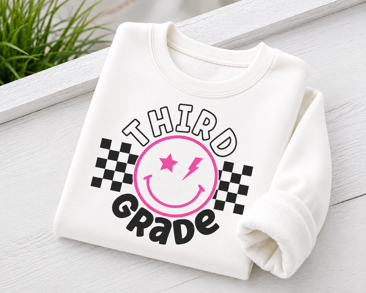 Third Grade Smiley Crewneck Sweatshirt