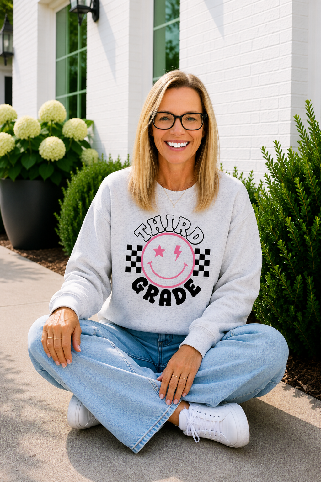 Third Grade Smiley Crewneck Sweatshirt