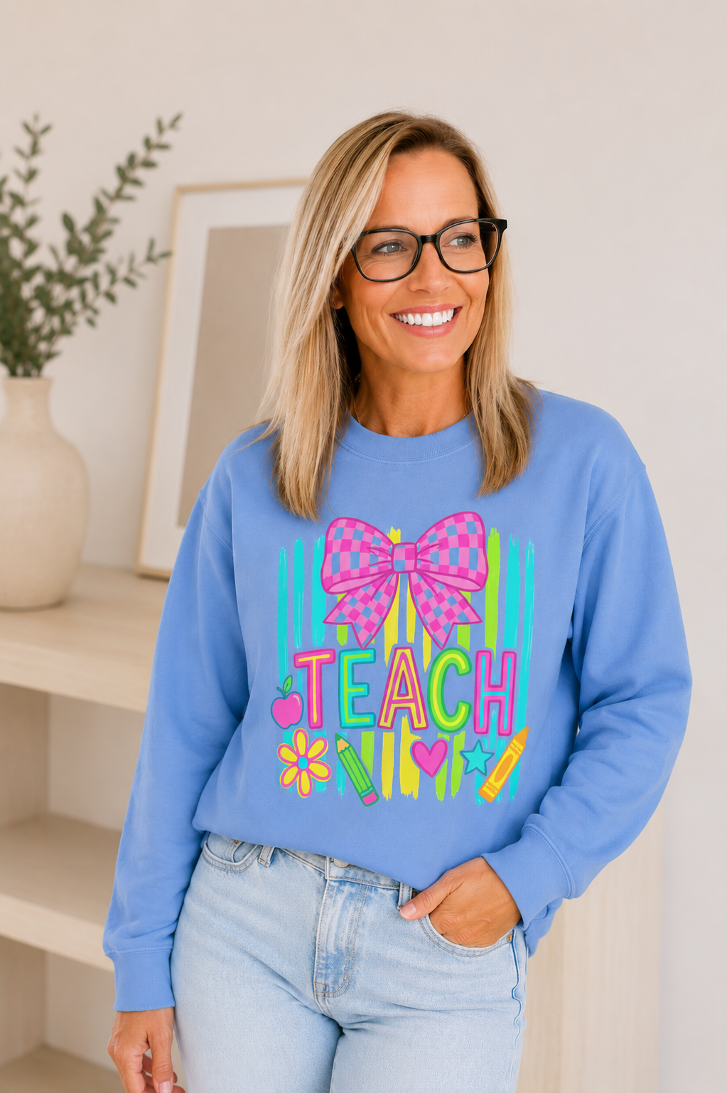 Teach Bow Crewneck Sweatshirt