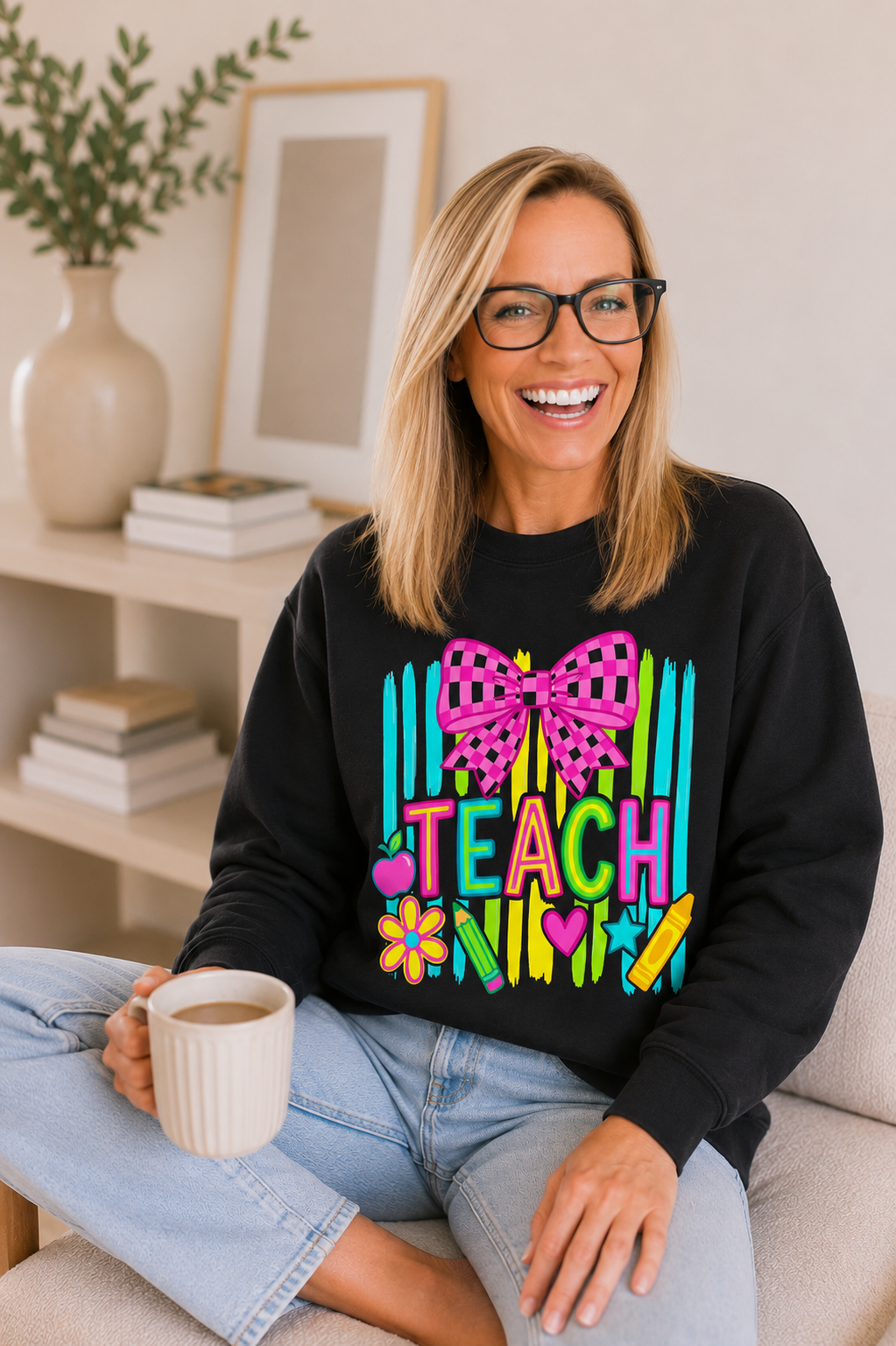 Teach Bow Crewneck Sweatshirt