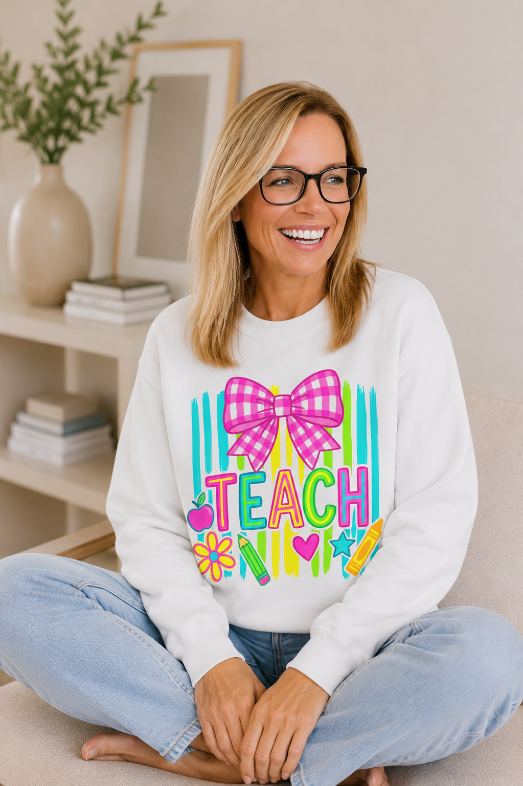 Teach Bow Crewneck Sweatshirt