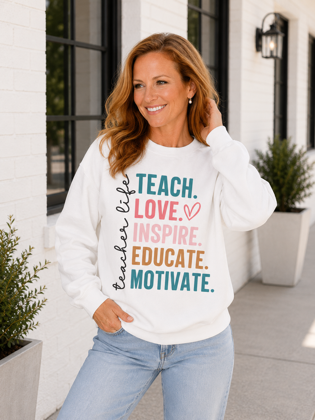 Teach. Love. Inspire. Educate. Motivate. Crewneck Sweatshirt