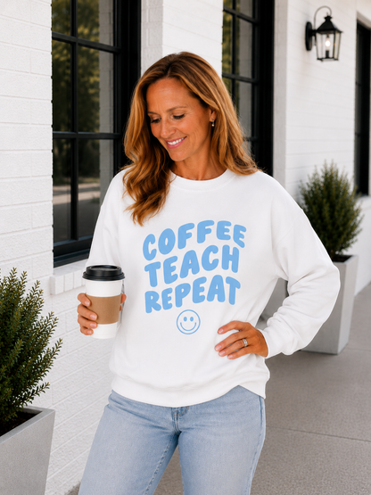 Coffee Teach Repeat Crewneck Sweatshirt