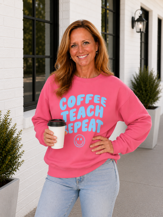 Coffee Teach Repeat Crewneck Sweatshirt