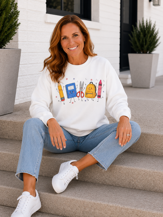 School Supplies Crewneck Sweatshirt
