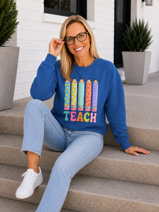 Teacher Pencils Crewneck Sweatshirt