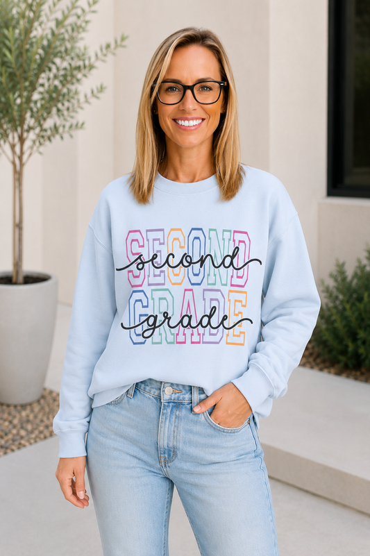 Second Grade Teacher Crewneck Sweatshirt