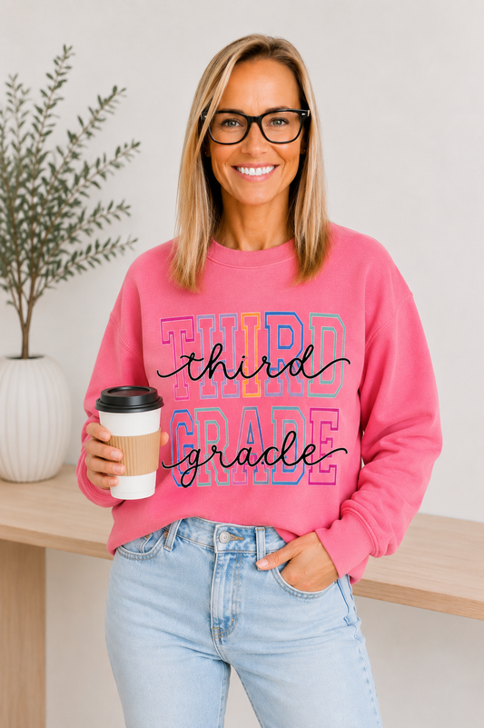 Third Grade Teacher Crewneck Sweatshirt