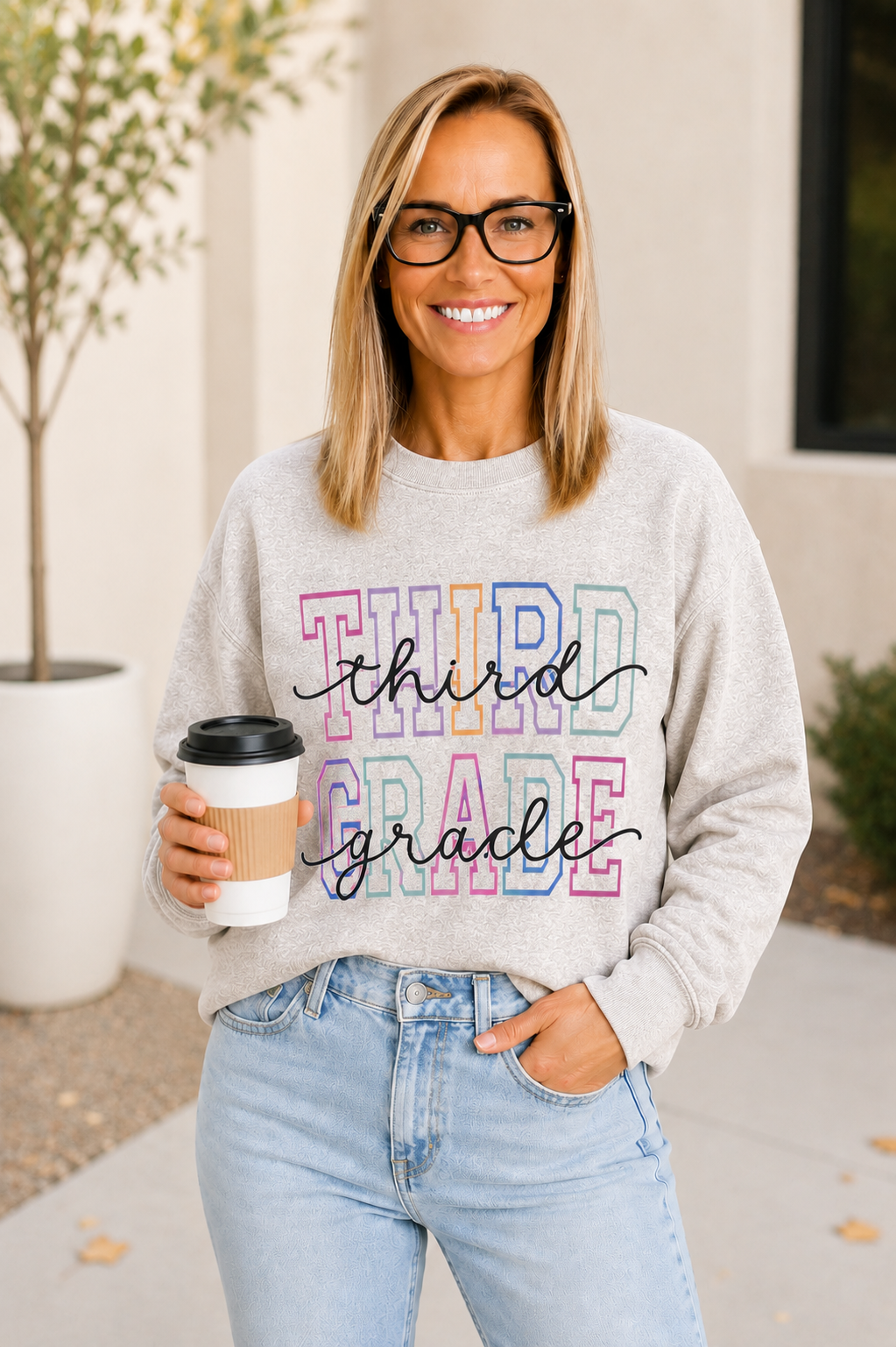 Third Grade Teacher Crewneck Sweatshirt