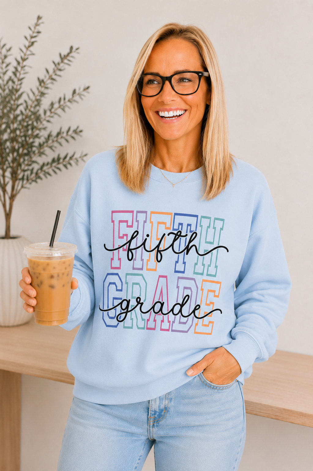 Fifth Grade Teacher Crewneck Sweatshirt