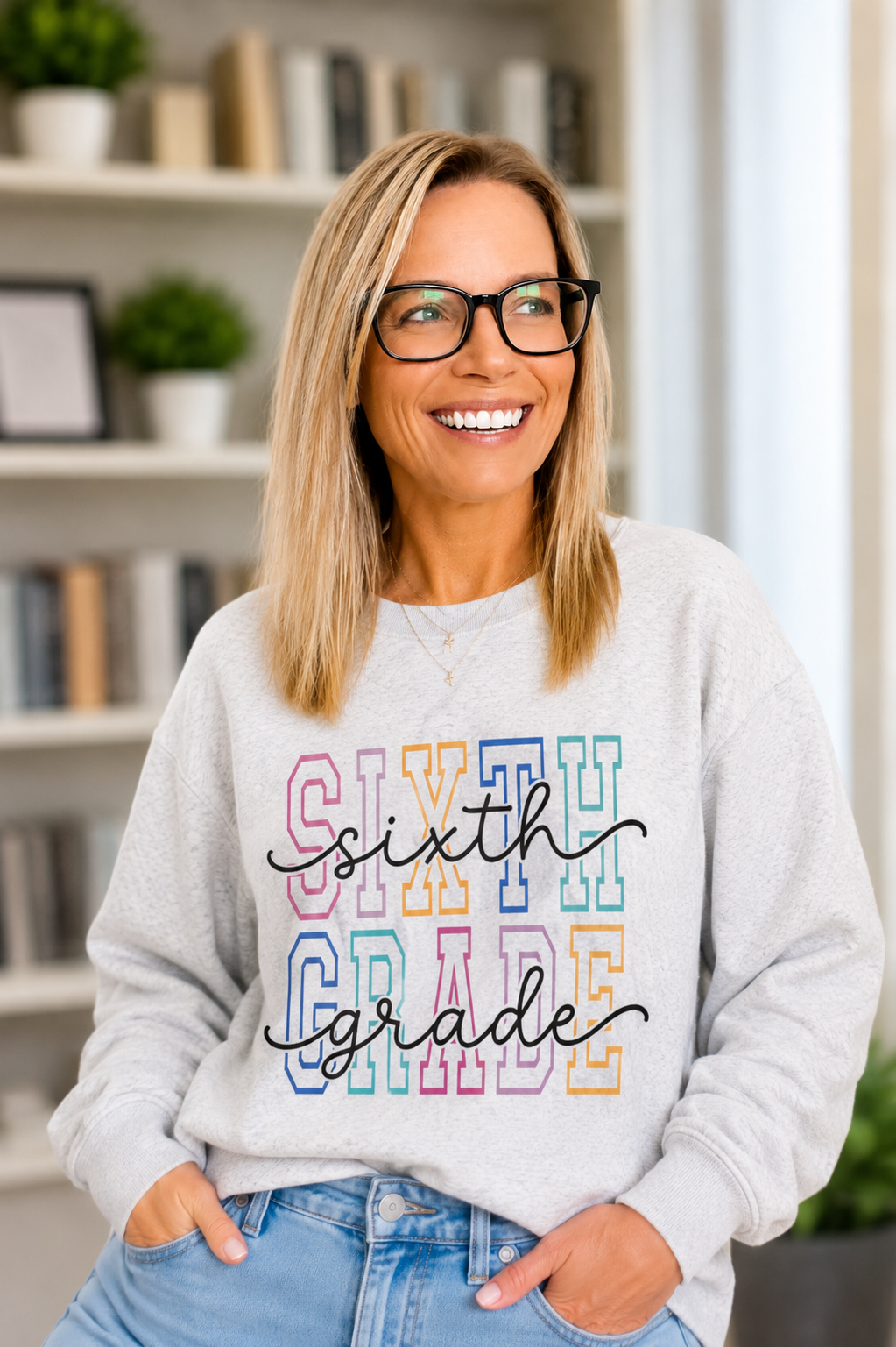 Sixth Grade Teacher Crewneck Sweatshirt