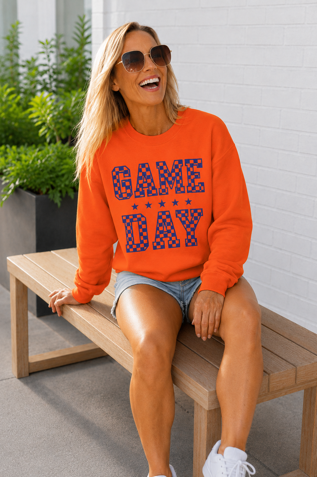 Game Day Checkered Crewneck Sweatshirt