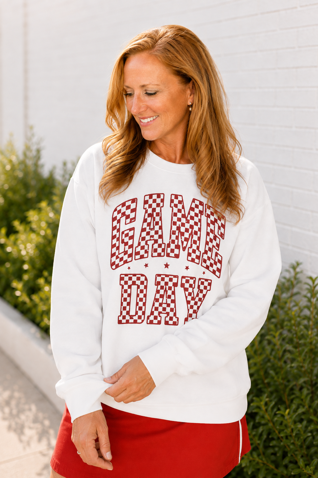 Game Day Checkered Crewneck Sweatshirt