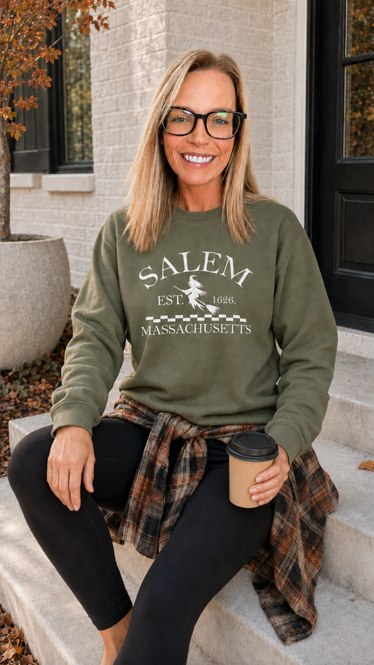 Salem Massachusetts Witch Crewneck Sweatshirt
