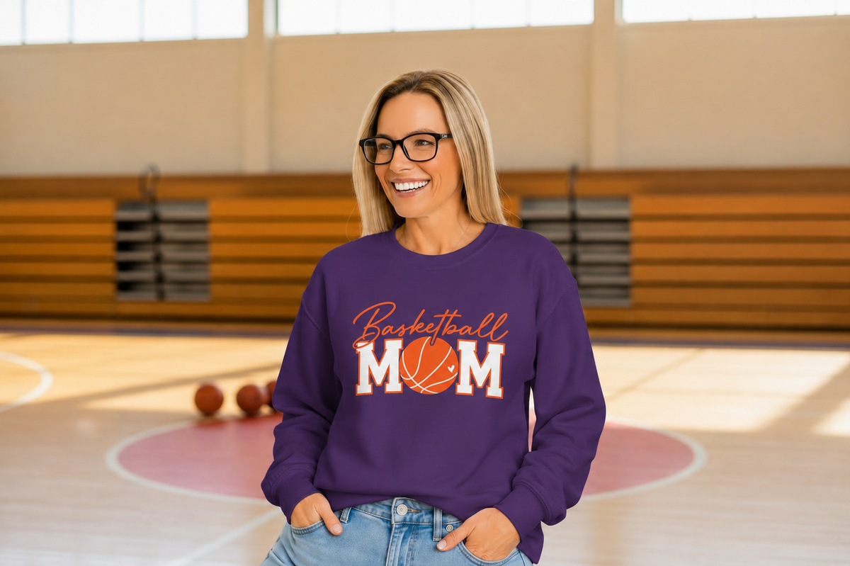 Basketball Mom Crewneck Sweatshirt — Personalized Back Name