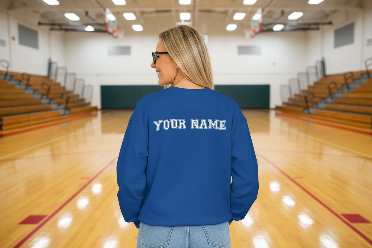 Basketball Mom Crewneck Sweatshirt — Personalized Back Name