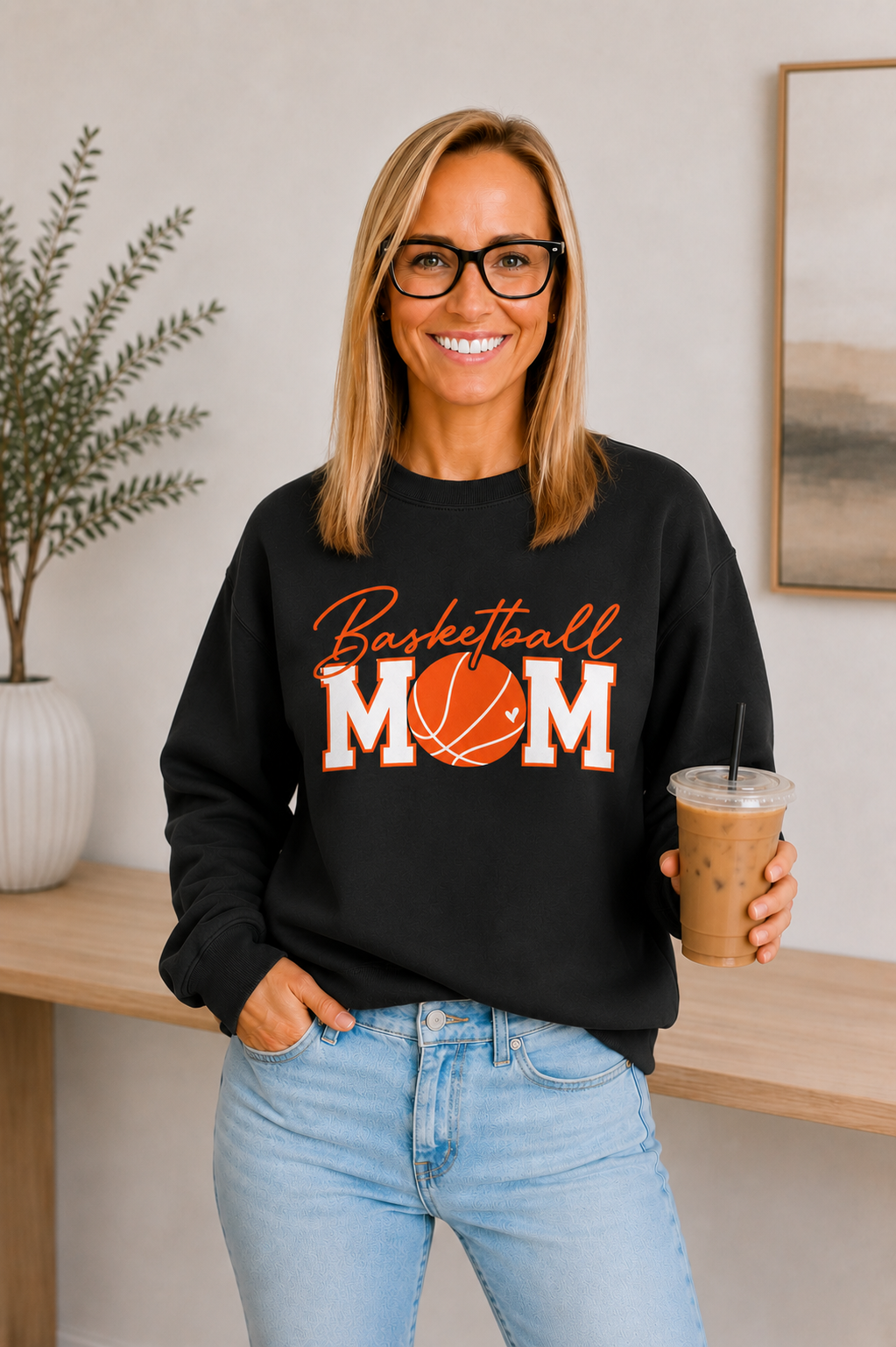 Basketball Mom Crewneck Sweatshirt — Personalized Back Name