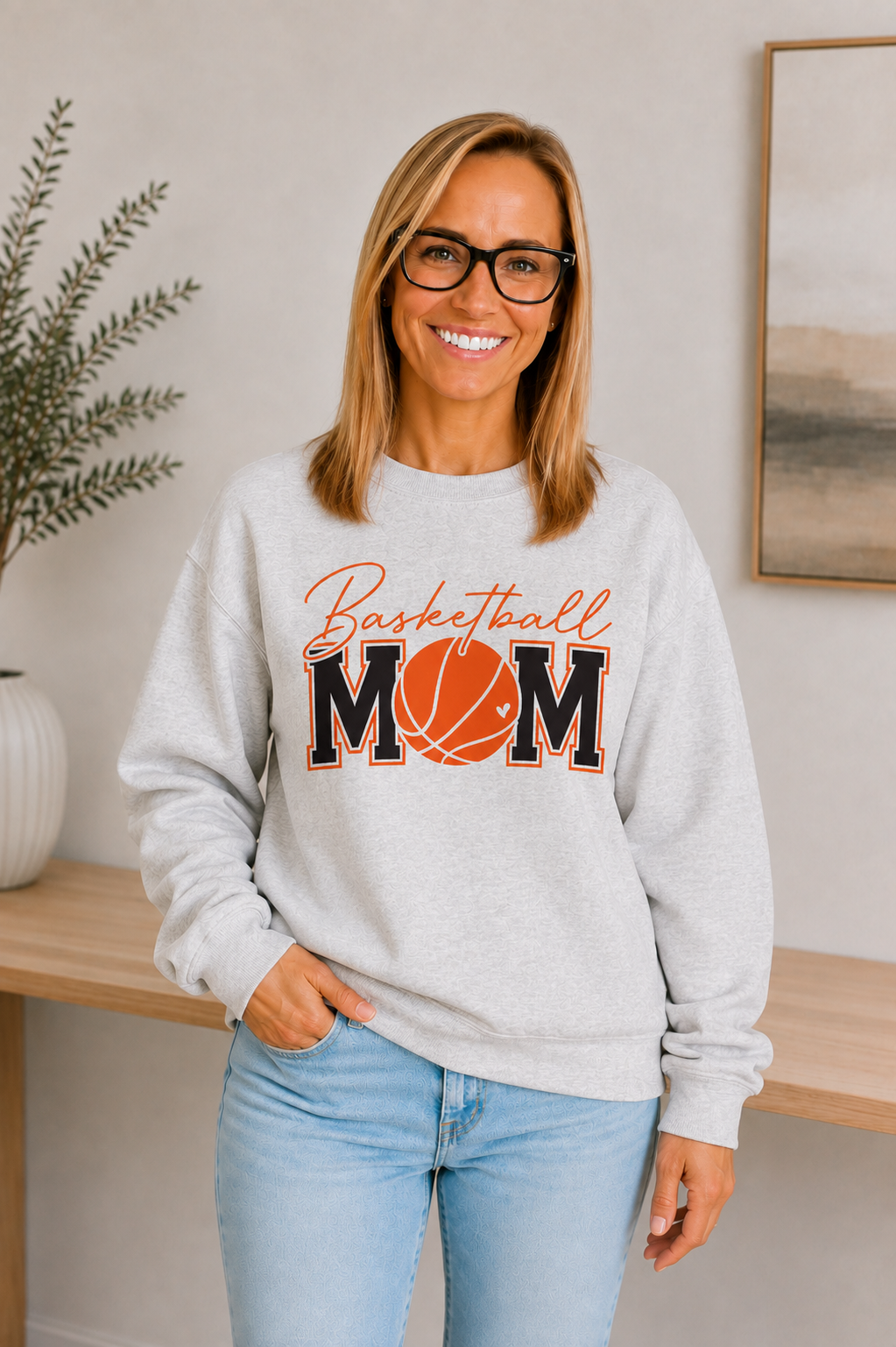 Basketball Mom Crewneck Sweatshirt — Personalized Back Name