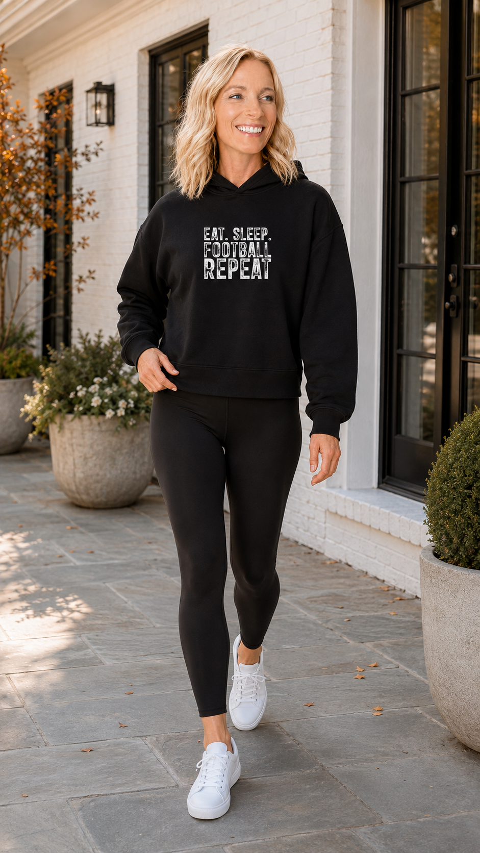 Eat. Sleep. Football. Repeat. Boxy Hoodie