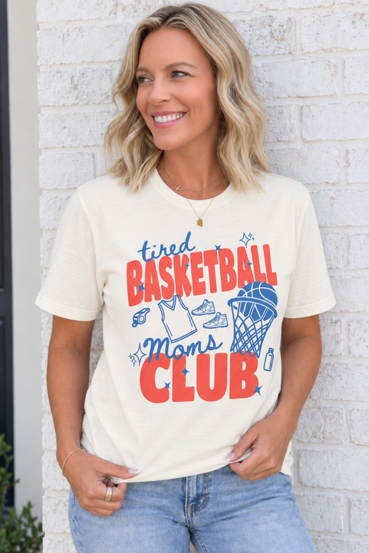 Tired Basketball Moms Club Grapic Tee