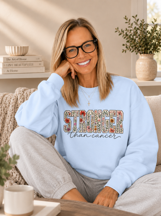 Stronger Than Cancer Floral Crewneck Sweatshirt