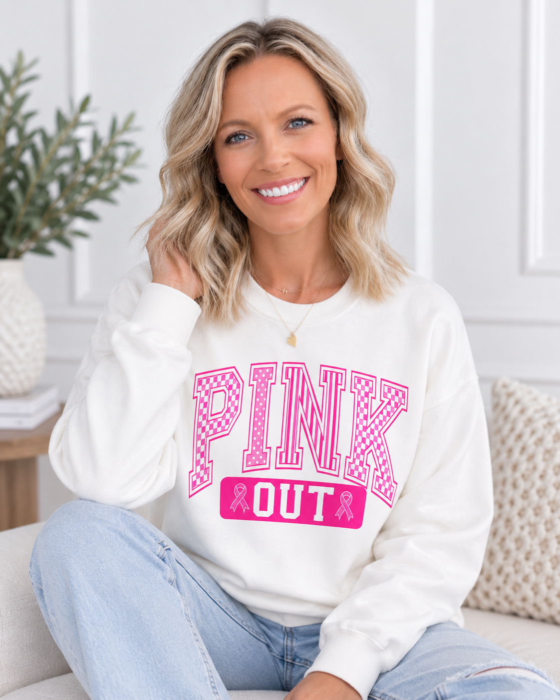 The Pink Out Breast Cancer Awareness Crewneck Sweatshirt