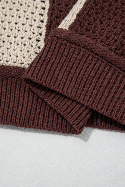 Checkered Drop Shoulder Knit Sweater