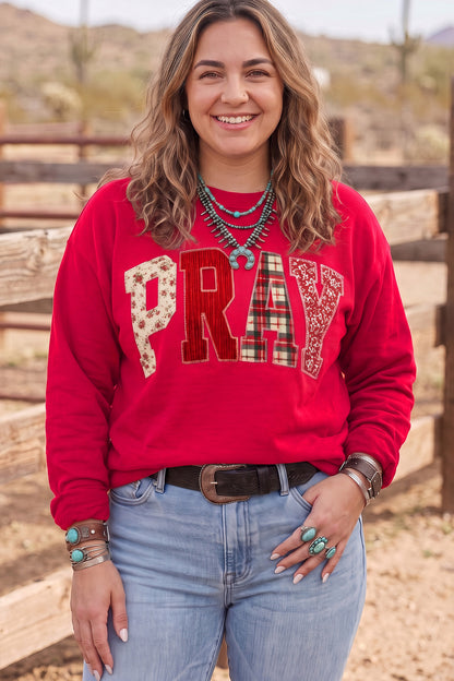 PRAY Patchwork Graphic Tunic Sweatshirt