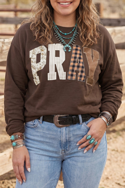 PRAY Patchwork Graphic Tunic Sweatshirt