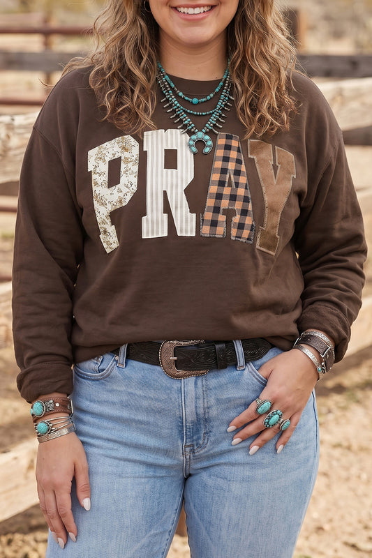 PRAY Patchwork Graphic Tunic Sweatshirt