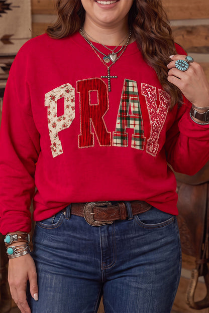 PRAY Patchwork Graphic Tunic Sweatshirt
