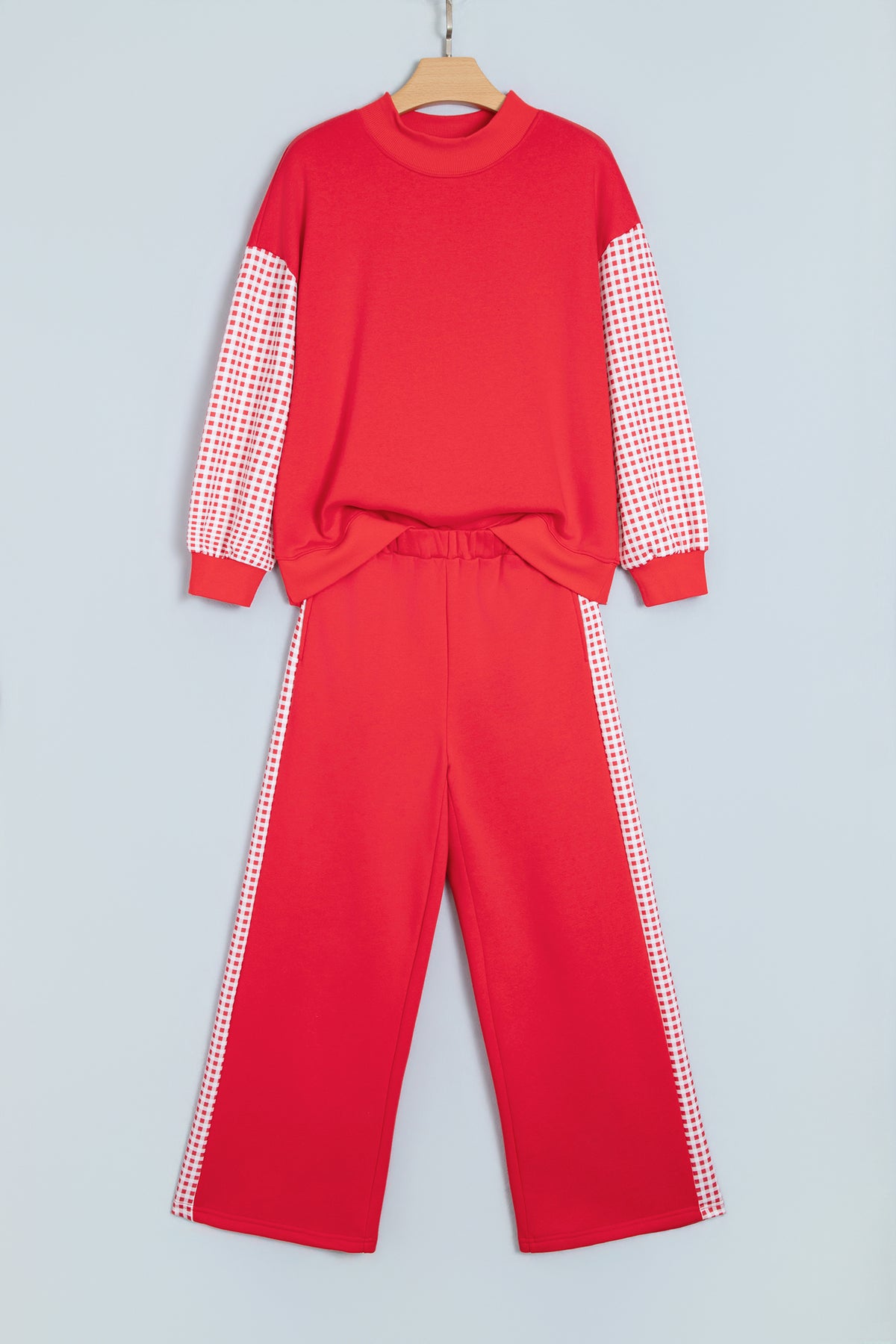 Plaid Contrast Wide Leg Pant Set