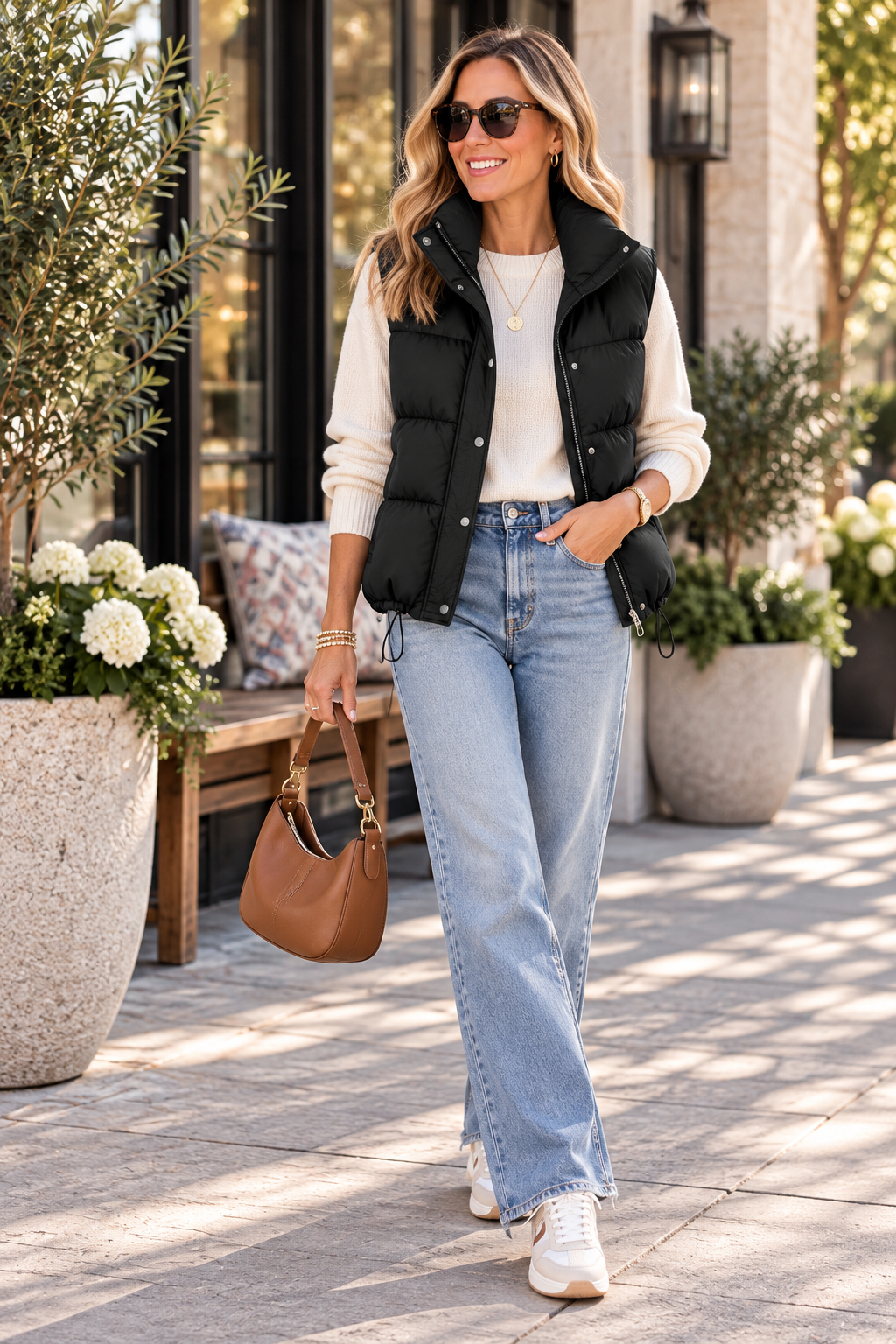 Drawstring Snap Down Puffer Vest Coat