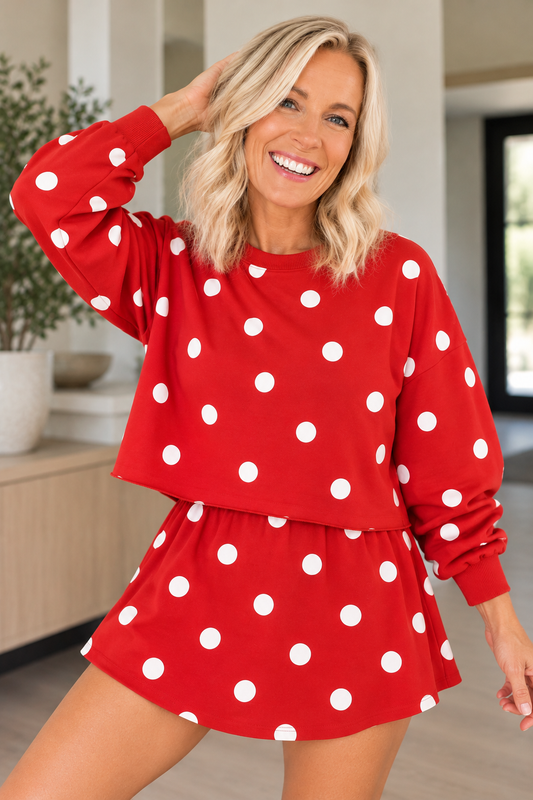 Polka Dot Pullover & Skort Set