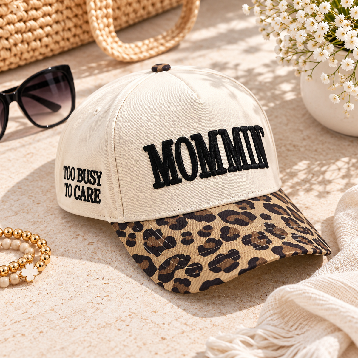 Leopard Embroidered Slogan Baseball Cap