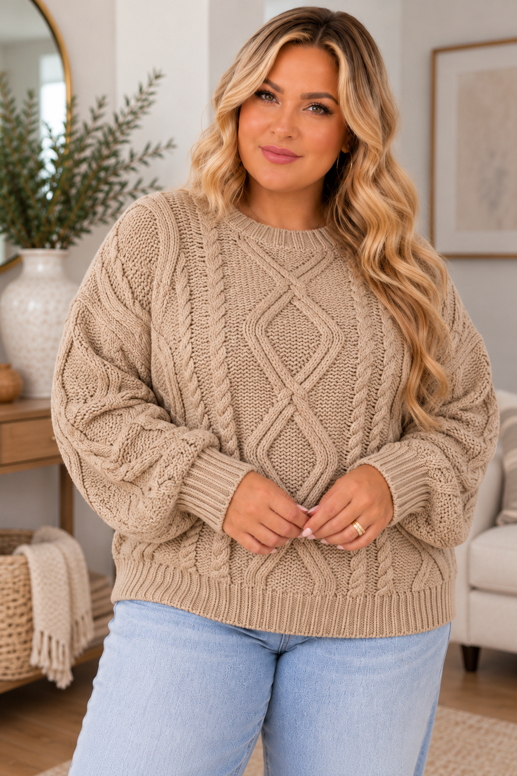 Cable Knit Relaxed Fit Sweater